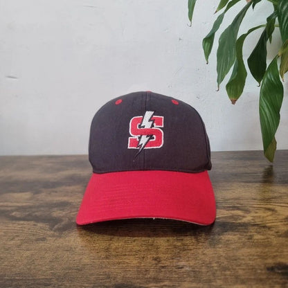 American baseball Hat Snapback cap S/M adjustable black red S lightning