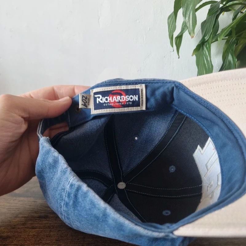 Vintage American baseball Hat Snapback cap one size adjustable faded blue cream TPS championship