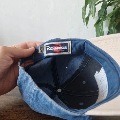 Vintage American baseball Hat Snapback cap one size adjustable faded blue cream TPS championship