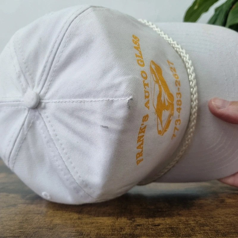 Vintage American Trucker Hat Snapback cap one size adjustable white Frank's Auto Glass