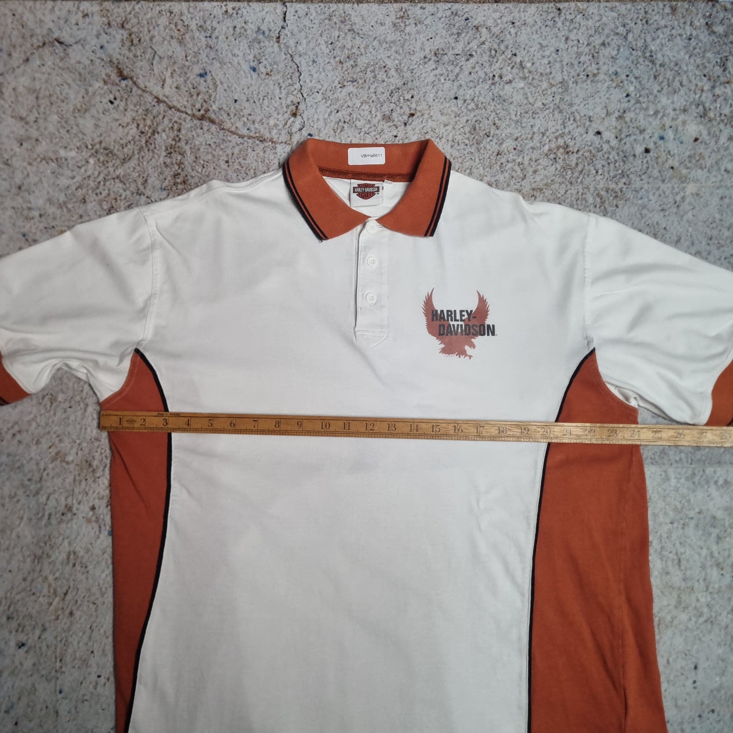 Harley Davidson Biker Polo Shirt Short Sleeve Mens  - White - Size L