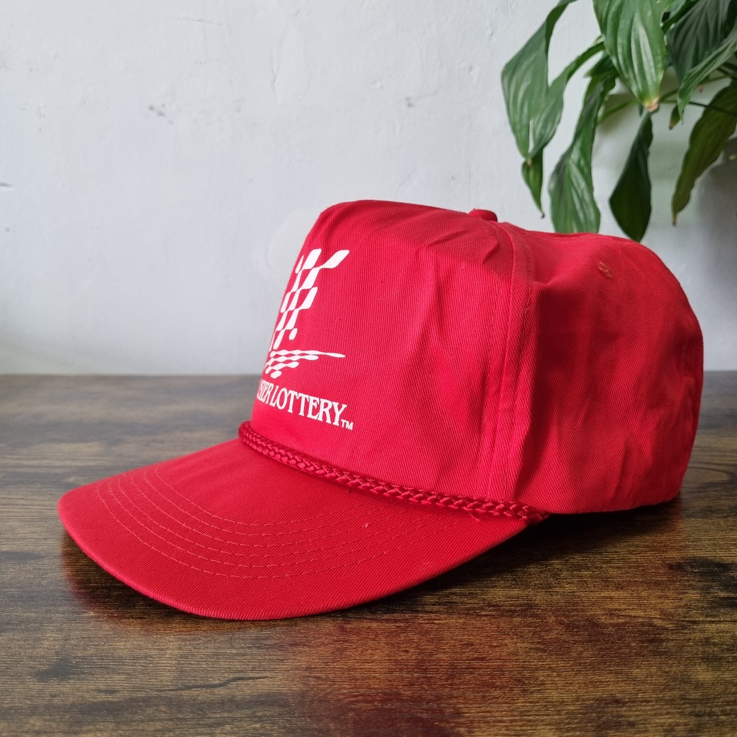 Vintage American Trucker Hat Snapback cap one size red Hoosier Lottery