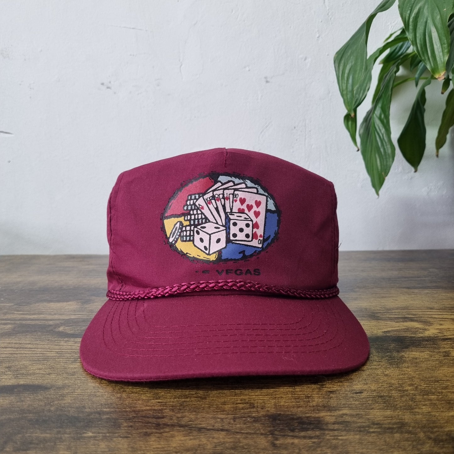 Vintage American Trucker Hat Snapback cap one size burgundy las vegas poker