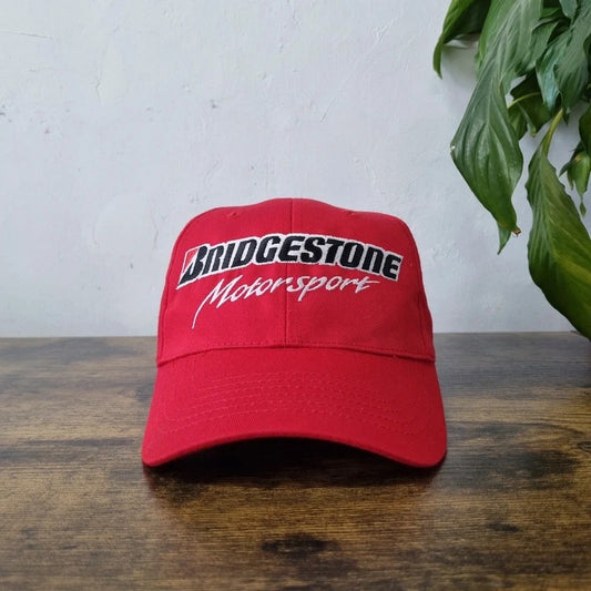 Vintage American Baseball Hat Snapback cap one size adjustable red Bridgestone motorsport