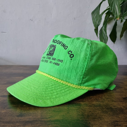 Vintage American Trucker Hat Snapback cap one size adjustable neon green roofing