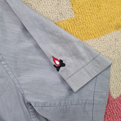 Vintage Arc'teryx Boxy Fit Cropped Shirt Short Sleeve Medium plain grey silver Button Up Skater