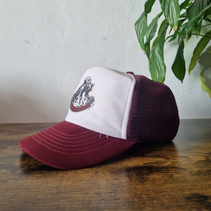 Vintage American Trucker Hat Snapback cap one size white burgundy