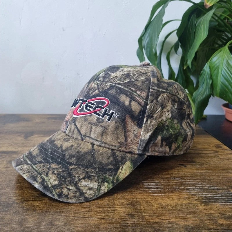 Vintage American Baseball Hat Snapback cap one size adjustable green khaki mossy oak Bow Tech