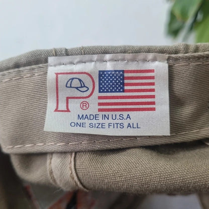 Vintage American Baseball Hat Snapback cap one size adjustable beige green Fowl