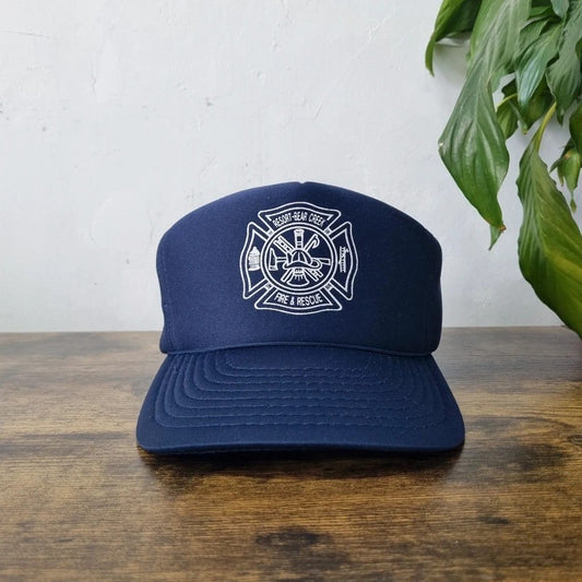 Vintage American Trucker Hat Snapback cap one size adjustable navy fire & rescue