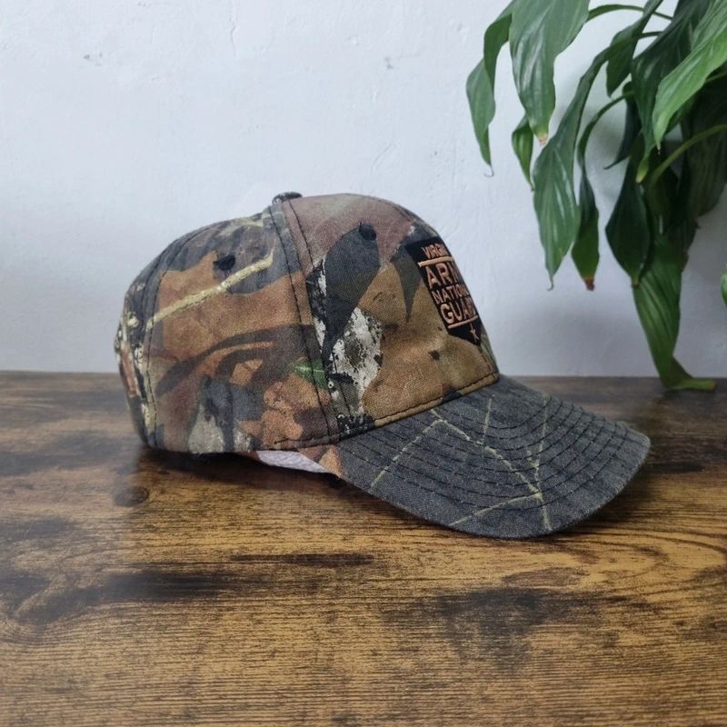 Vintage American Baseball Hat Snapback cap one size khaki brown mossy oak camo army of guard