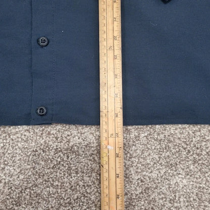 Vintage Red Kap Boxy Fit Cropped Shirt Long Sleeve XL plain navy Button Up Skater Y2K Surf