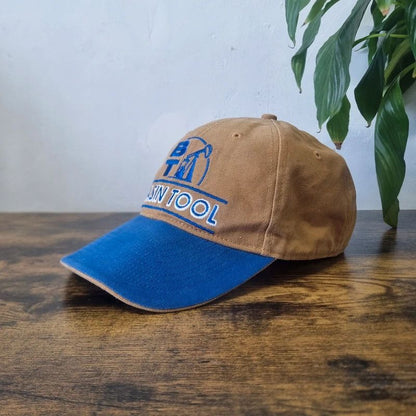 Vintage American Baseball Snapback cap one size adjustable beige blue oil rig basin