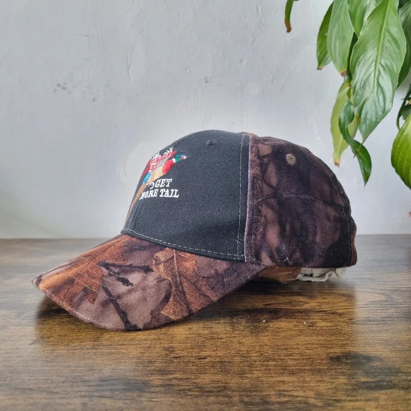 Vintage American Baseball Hat Snapback cap one size adjustable black brown pheasant