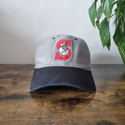 Vintage American baseball Hat Snapback cap one size adjustable grey black