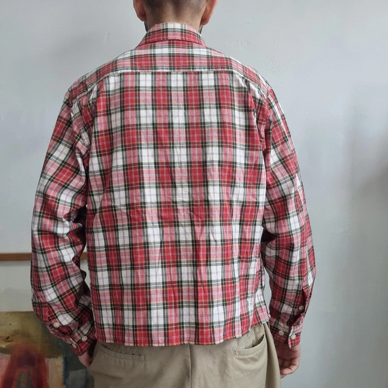 Vintage Carhartt Boxy Fit Cropped Shirt Short Sleeve Medium check red Button Up Skater Y2K Surf