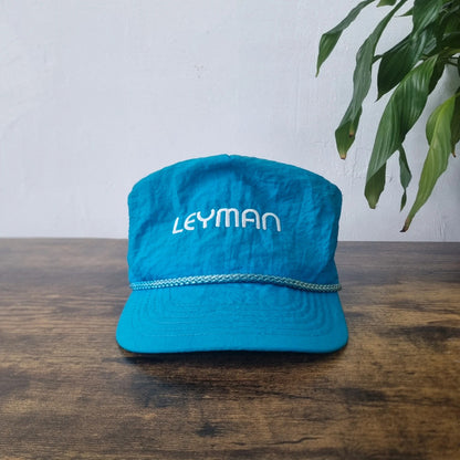 Vintage American Trucker Hat Snapback cap one size adjustable blue turquoise leyman