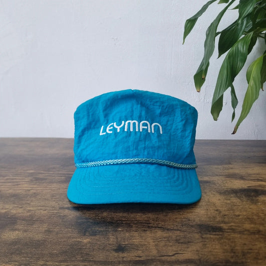 Vintage American Trucker Hat Snapback cap one size adjustable blue turquoise leyman