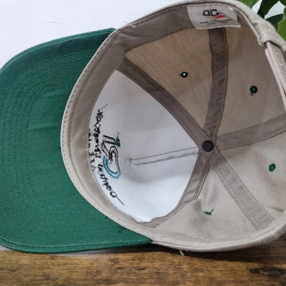 Vintage American Baseball Hat Snapback cap one size adjustable beige green central livestock