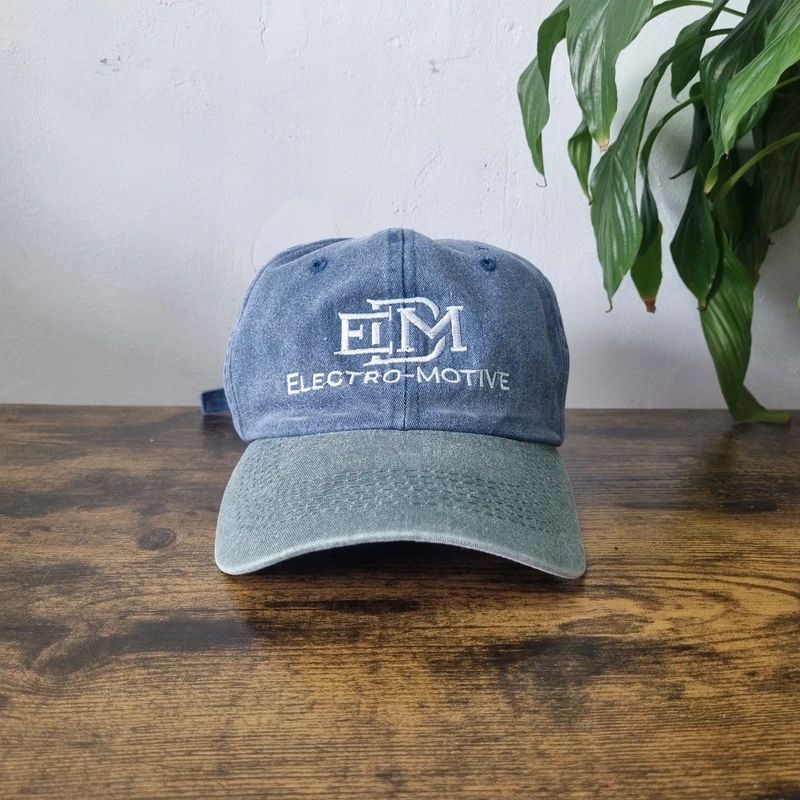 Vintage American Baseball Hat Snapback cap one size adjustable blue green elctro motive