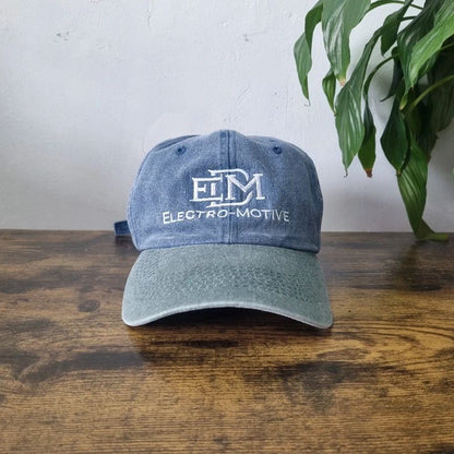 Vintage American Baseball Hat Snapback cap one size adjustable blue green elctro motive