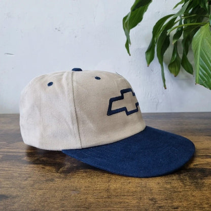 Vintage American Baseball Hat Snapback cap one size adjustable beige navy Chevrolet