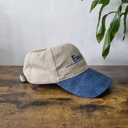 Vintage American Trucker Hat Snapback cap one size adjustable beige blue Exelon