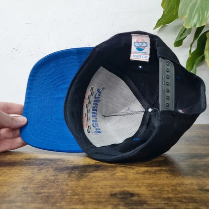 Vintage American Baseball Hat Snapback cap one size adjustable black blue permatex racing
