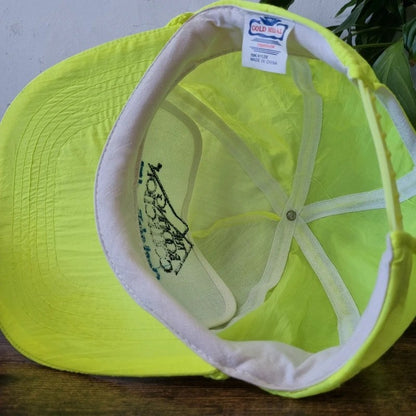 Vintage American Trucker Hat Snapback cap one size adjustable neon yellow roofing collection