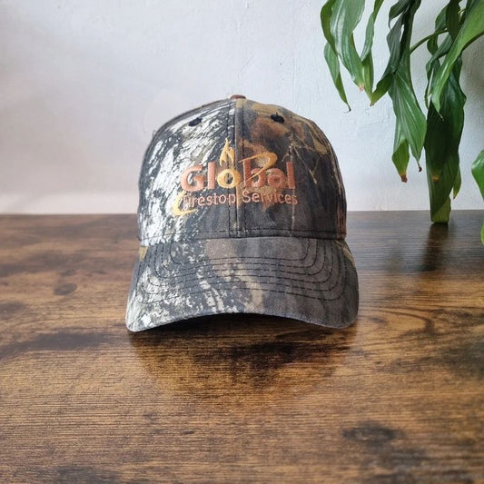 Vintage American baseball Snapback cap one size adjustable khaki brown firestop real tree