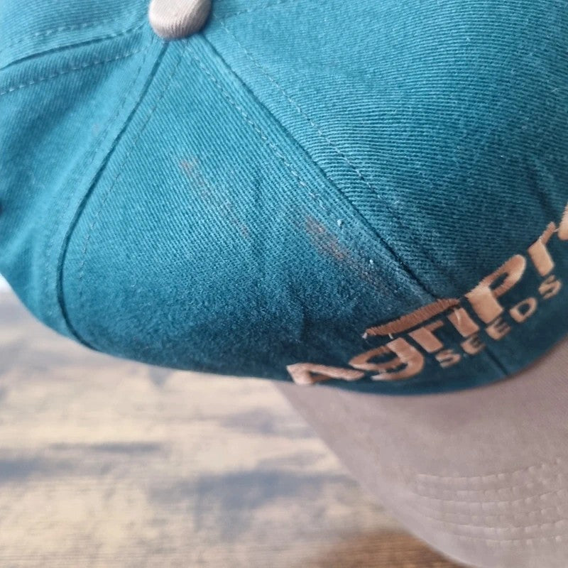 Vintage American Baseball Hat Snapback cap one size adjustable green beige agri pro seeds