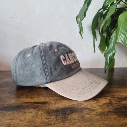 Vintage American Baseball Hat Snapback cap one size adjustable Cancun mexico grey beige