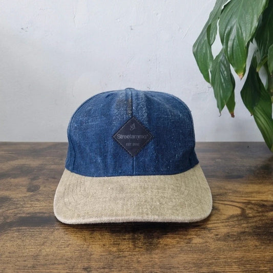 Vintage American denim Baseball Hat Snapback cap one size adjustable Streetamma blue beige