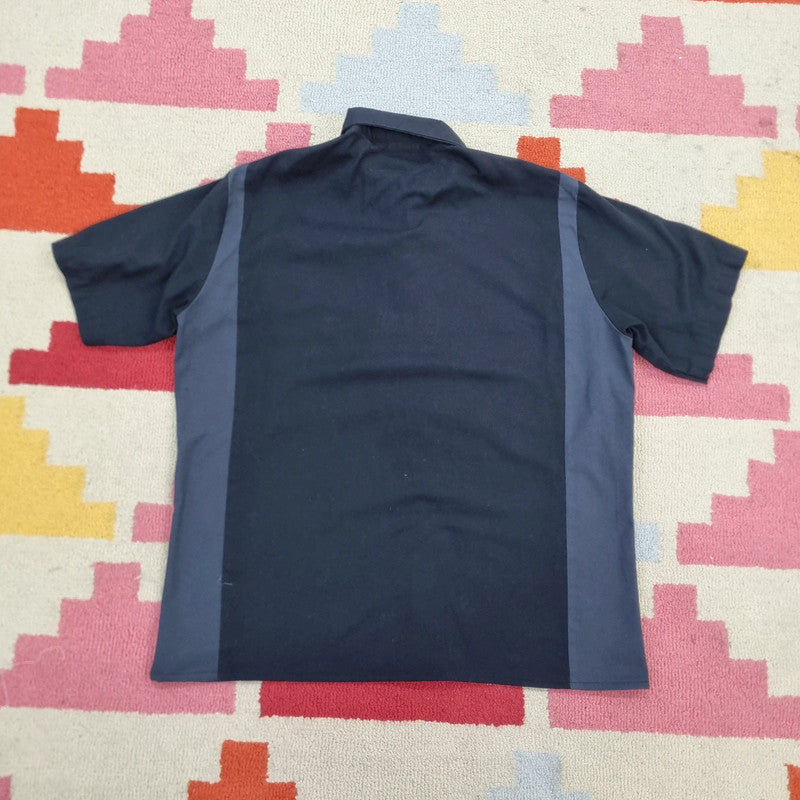 Vintage Dickies Boxy Fit Cropped Shirt Short Sleeve Medium plain Black Button Up Skater Y2K Surf