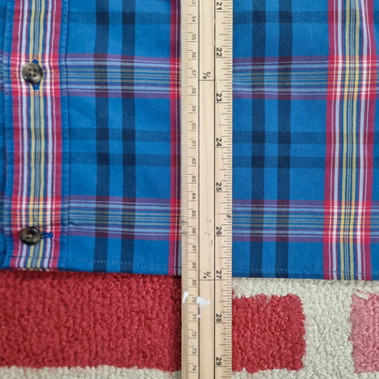 Vintage Timberland Boxy Fit Cropped Shirt Long Sleeve XL check Blue Button Up Skater Y2K Surf