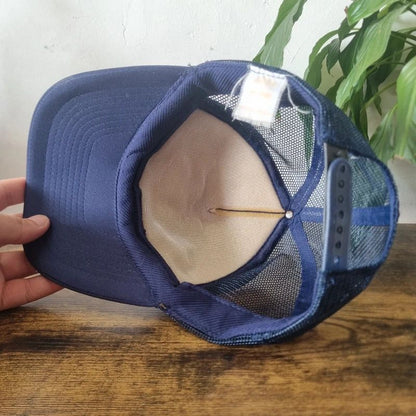 Vintage American Trucker Hat Snapback cap one size adjustable dark purple palm tree