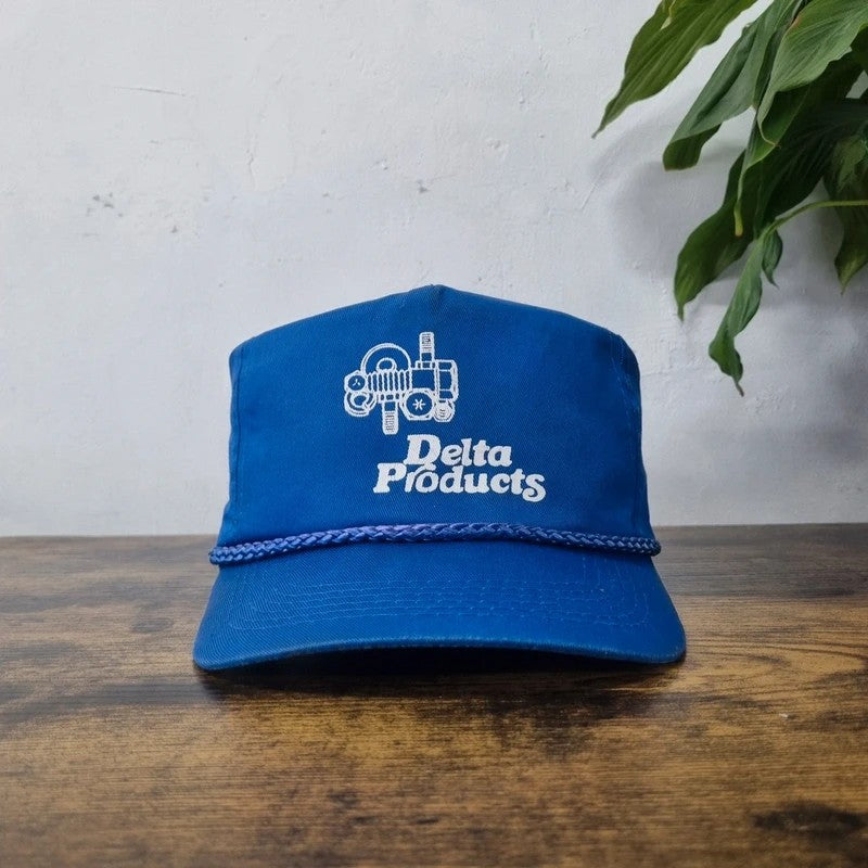 Vintage American Baseball Hat Snapback cap one size adjustable blue delta products
