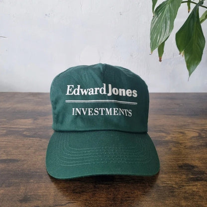 Vintage American Trucker Hat Snapback cap one size adjustable green Edward Jones investment