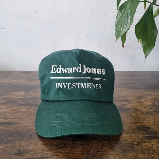 Vintage American Trucker Hat Snapback cap one size adjustable green Edward Jones investment