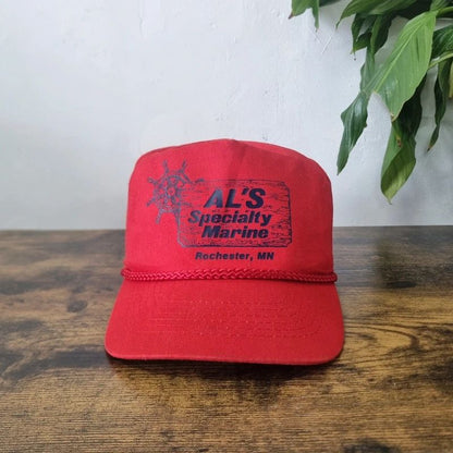 Vintage American Trucker Hat Snapback cap one size adjustable red Al's Marine