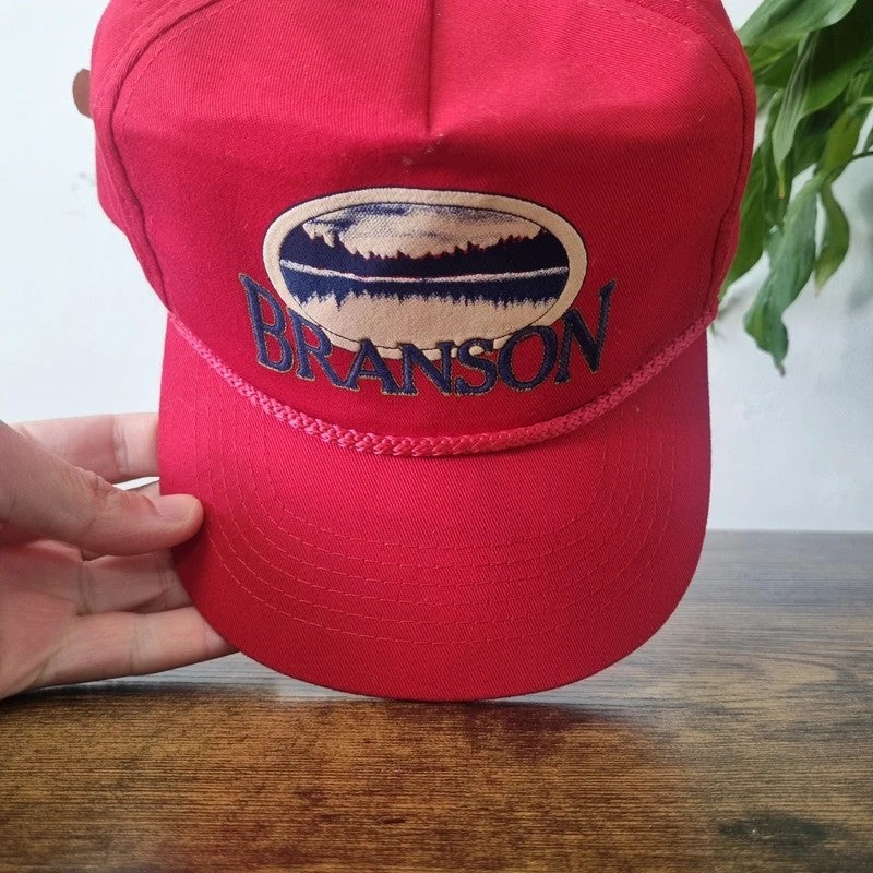 Vintage American Baseball Hat Snapback cap one size adjustable red Branson