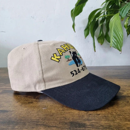 Vintage American Baseball Hat Snapback cap one size adjustable beige kahunas surf