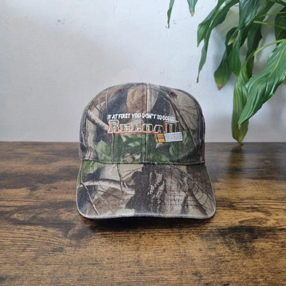 Vintage American Baseball Hat Snapback cap one size adjustable khaki green realtree reload
