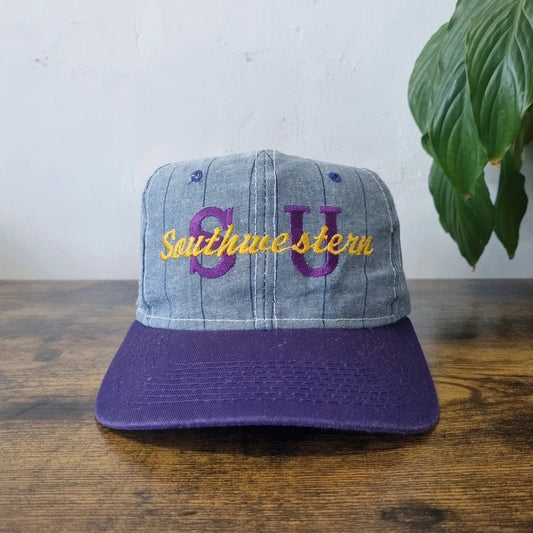 Vintage American Baseball Hat Snapback cap one size adjustable blue purple southwesternn