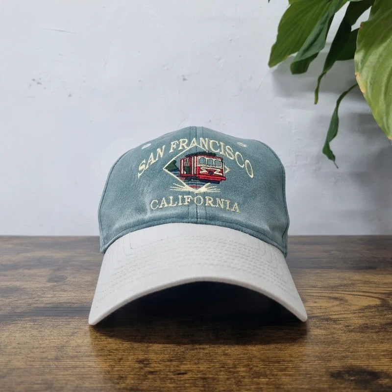 Vintage American Baseball Hat Snapback cap one size green san Francisco tram