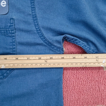 Vintage Carhartt Boxy Fit Cropped Shirt Short Sleeve large plain Blue Button Up Skater Y2K Surf