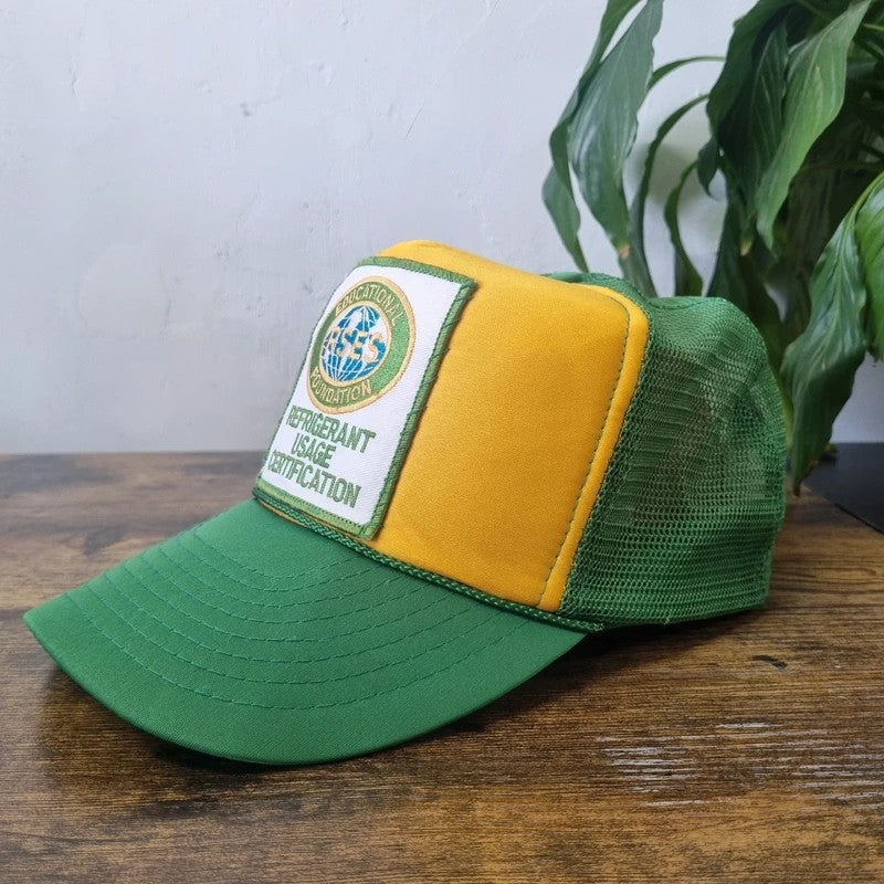 Vintage American Trucker Hat Snapback cap one size green yellow RSES Educational Foundation