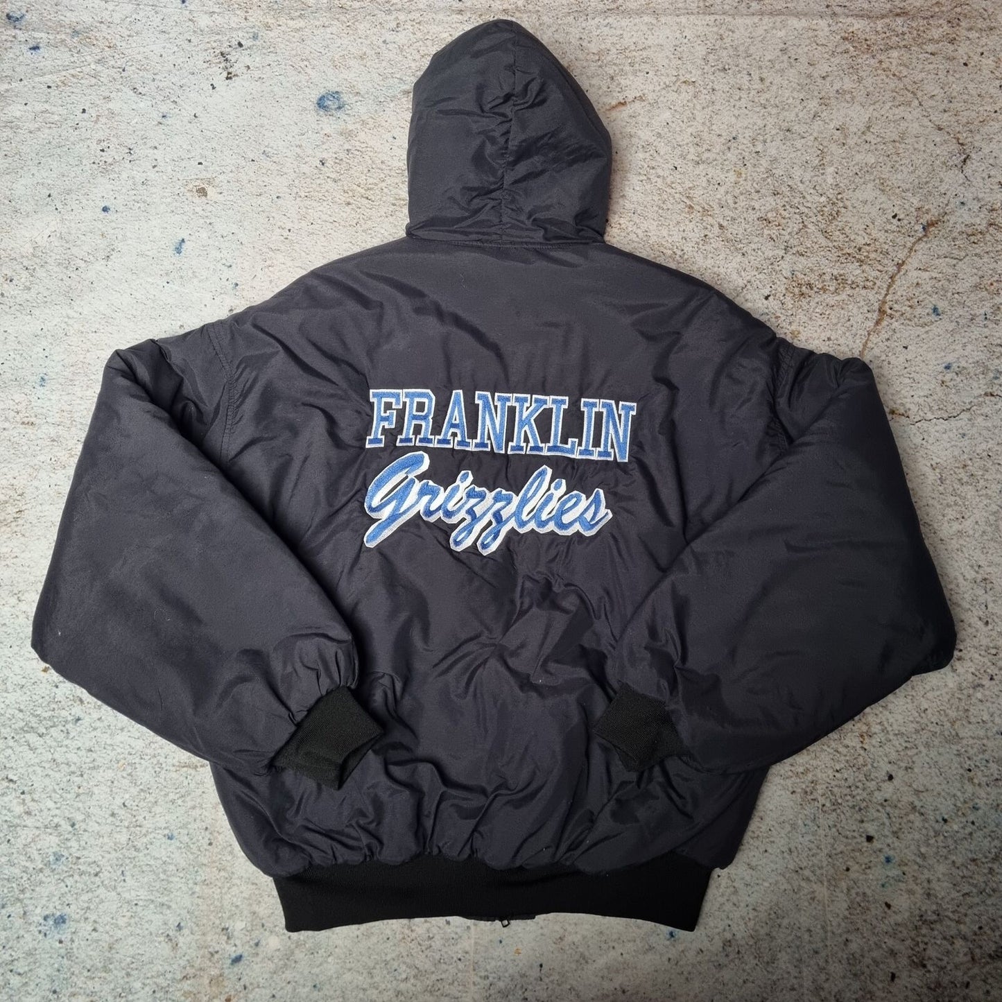 Holloway Bomber Puffer Jacket Vintage Franklin Grizzlies - Black - Size XL