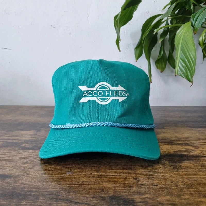 Vintage American Trucker Hat Snapback cap one size adjustable acco feeds green farming