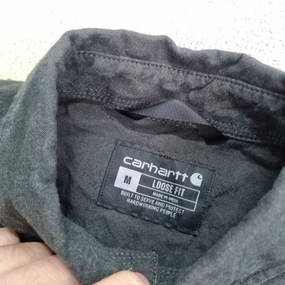 Carhartt Boxy Fit Cropped Shirt Short Sleeve Medium plain Black Button Up Skater Y2K Surf